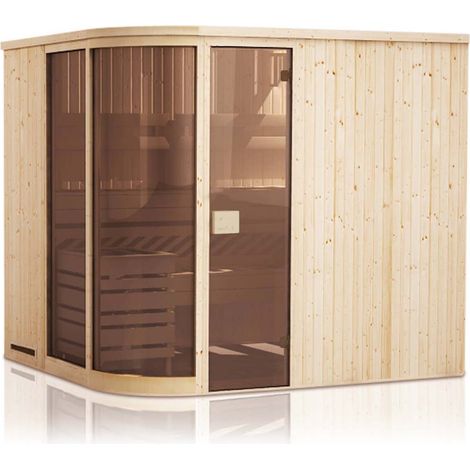 Cabina de sauna redonda 244x194x199 con estufa con control remoto