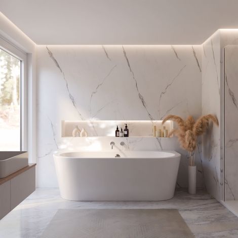 Schulte Badewanne Lago - 180x79 cm, aus hochwertigem Sanitäracryl, Weiß glänzend, Komplett Set inkl. Fußgestell, Ablauf und Wannenrandanker (1/5)