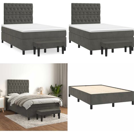 Boxspringbett mit Matratze Dunkelgrau 120x190 cm Samt - Samtbett - Boxspringbett - Doppelbett - Bettauflage - Nachttisch - Home & Living (1/5)