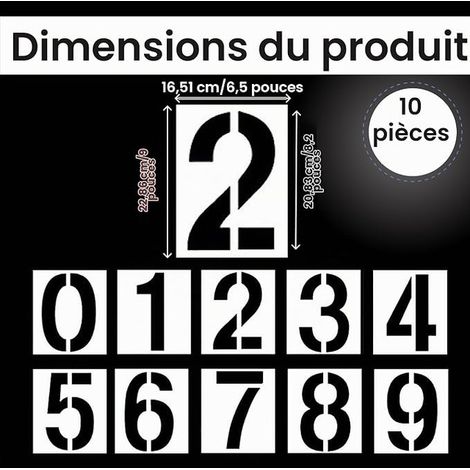 Stencils 20cm, Set of 10 Reusable Stencils 0-9 PET Painting Stencils for House Numbers, Parking, DIY Decoration on Wood, Metal, Glass, Paper (1/3)