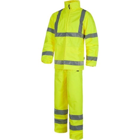 Traje de agua impermeable de alta visibilidad con cintas reflectantes WORKTEAM S2010 S Amarillo