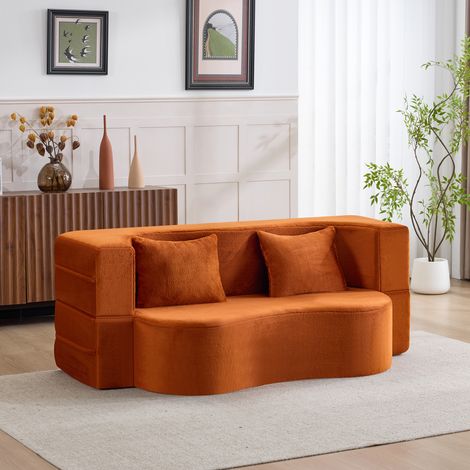 Canapé, pliable, orange, pour chambre, adapté salon, chambre et tous espaces de vie, assise confortable, pour salon bureau appartement