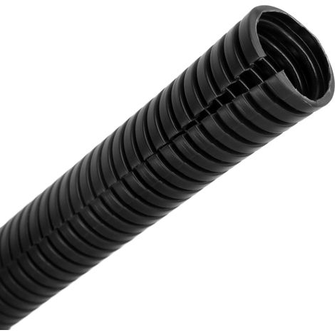 Gaine Annelée Fendue de 6 Mètres, Gaine Extérieure Flexible en Polypropylène des Câbles (Noir, 12 x 15,8 mm) (1/5)