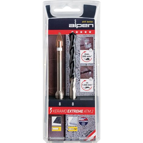 Alpen Keramo extreme ATM2 300082100 Glas- und Fliesenbohrer-Set 2teilig 8 mm  1/4" (6.3 mm), Zylinde (1/2)