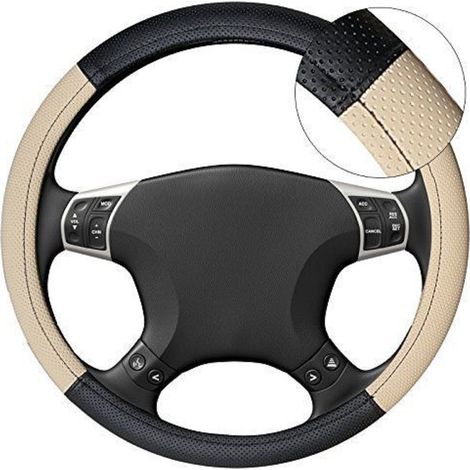 TRADE SHOP - Coprivolante Copri Volante Diametro 38 Presa Comfort Auto Nero Beige -