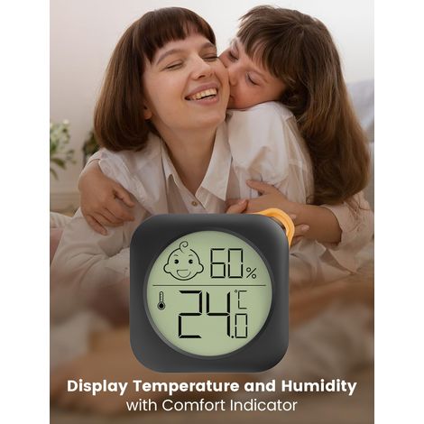 Compact Thermomètre Hygromètre Intérieur Digital, Mini Moniteur De Température Ambiante Et Hygromètre Jauge De Température Et d'Humidité (Noir) (1/5)