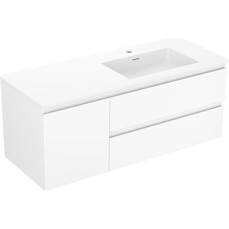 Mexen Orio Badezimmer-Schrank 120 cm mit Waschbecken Otis rechts, 2S, 1D, weiß matt - 91A13-12047-3-BBFFF01-W18P01 (1/5)