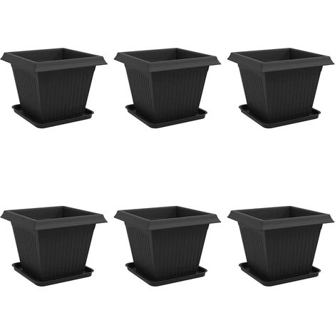 Maison Exclusive - Vasi per Piante 6 pcs Nero 38 x 38 x 30 cm Plastica
