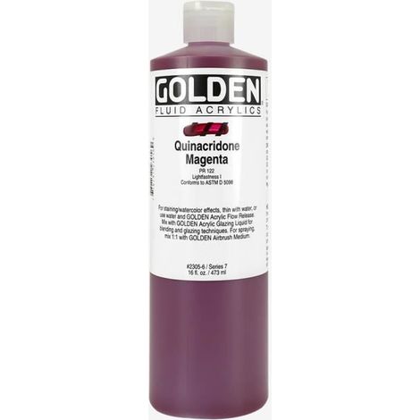 Peinture Acrylique Fluide - GOLDEN - Quinacridone Magenta - 473ml - Haute résistance - Flexibilité