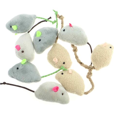 Paquete de 6 juguetes para gatos, ratón de peluche, hierba gatera natural, juguete interactivo, para gatos de interior (1/5)