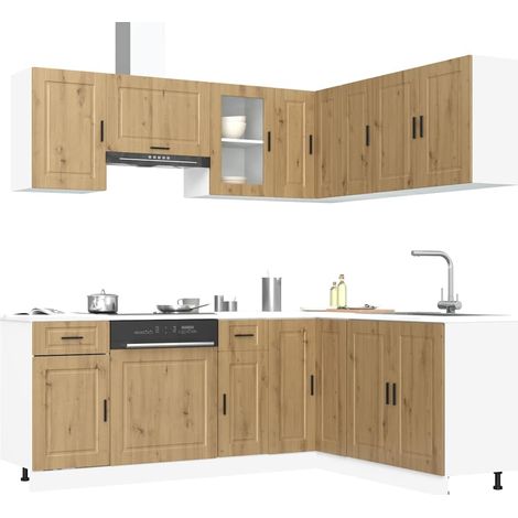 vidaXL Ensemble d'armoires de cuisine 11 pcs Porto bois d'ingénierie (1/5)