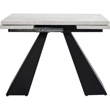 Conjunto de mesa de comedor extensible de 5 piezas con 4 sillas de terciopelo gris y patas metálicas (1/5)