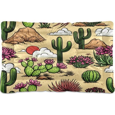Tapis de lit motif cactus du désert pour animal de compagnie (1/5)