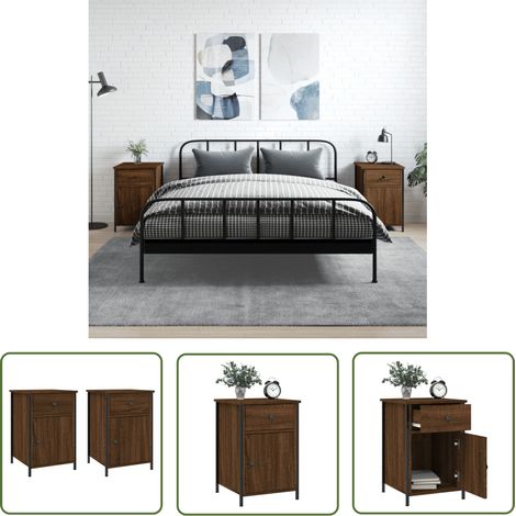 The Living Store Nachttische 2 Stk. Braun Eichen-Optik 40x42x60 cm Holzwerkstoff - Nachttisch - Holznachtttisch - Eiche Tisch - Wohnzimmermöbel - Schlafzimmerschreibtisch (1/5)
