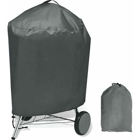 Funda para barbacoa, Oxford 420D, impermeable, para barbacoa de gas, lona para barbacoa de exterior, resistente al polvo, al agua, anti-UV y antienvejecimiento, Ø77 x 90 cm, gris (1/5)