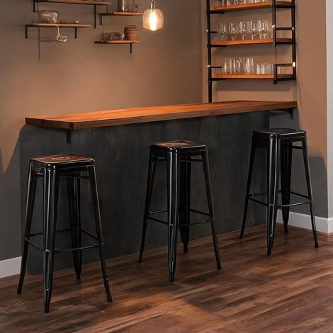 Tabouret de bar noir en métal 43 x 43 x 76 cm (1/5)