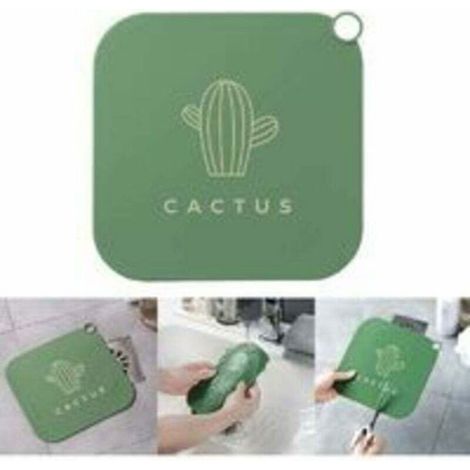 Bouchon de vidange en silicone - - Carré - Anti-odeur - 15x15 cm - Silicone - Motif cactus - Facile à nettoyer (1/4)
