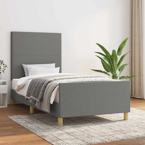 Estructura de cama sin colchón tela gris oscuro 90x200 cm (1/5)