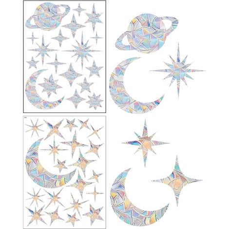 2 Feuilles Suncatcher Sticker,Anti Collision Arc-en-Ciel Fenêtre,Suncatcher Sticker Fenetre,Anti-collision Statique arc-en-ciel,Rainbow Prism Autocollant en Verre,pour Fenêtres Verre