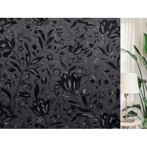 Film occultation fenêtre 45x200 cm non adhésif, statique, opaque antiUV, motif tulipe noire, idéal pour intimité et protection solaire (1/5)