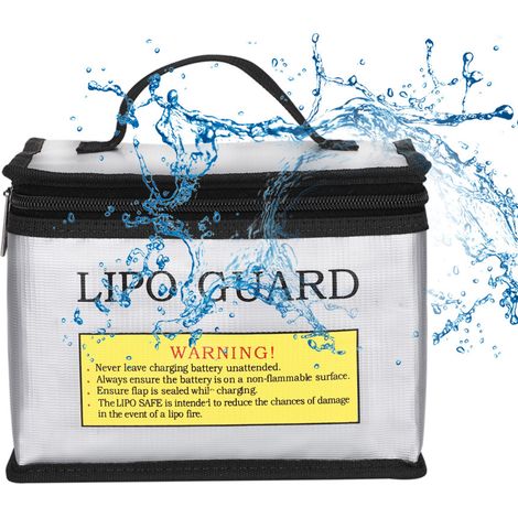 (21,5 x 16,5 x 14,5 cm) Sac Lipo Ignifuge et Antidéflagrant  LiPo Guard Safe Bag Réfléchissante avec Double Fermeture éclair pour Une Recherche Rapide la Nuit