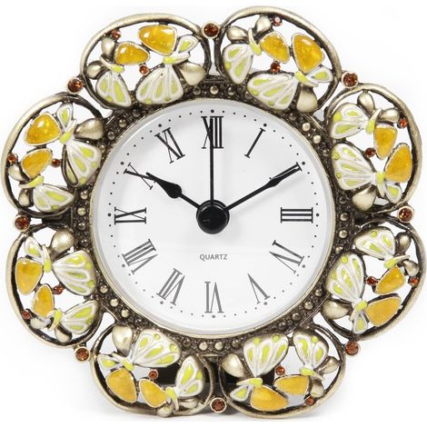 Mini orologio da tavolo floreale vintage, orologio in metallo a batteria per comodino, soggiorno, ufficio