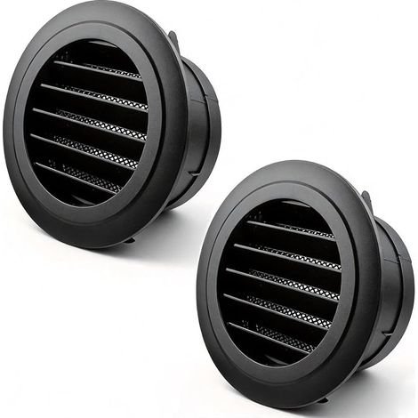 2 rejillas de ventilación negras de 100 mm, de plástico ABS. (1/5)