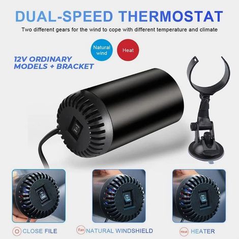 Chauffage voiture portable 150W 12V, dégivreur pare-brise rapide, ventilateur mini chauffant et refroidissant, désembueur de vitres auto, souffleur compact pour dégivrage et désembuage. (1/5)