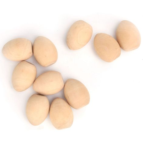10Pcs Wooden Eggs Vivid Lightweight Portable Not Easily Broken Food Toy Faux Eggs for Family DecorationM (1/5)