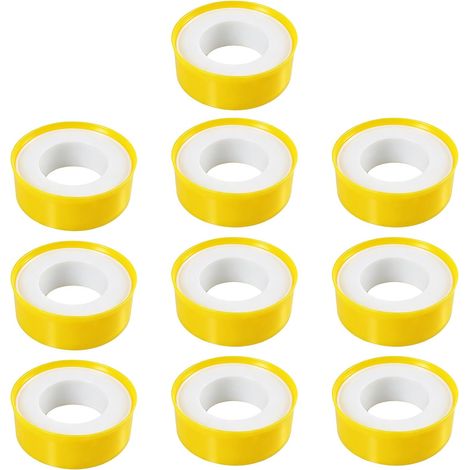 Lot de 10 Rubans PTFE 15m x 15mm x 0,075mm Joint Etanche Plomberie Chauffage Gaz Résistance -60°C à +240°C Raccords Filetés (1/5)
