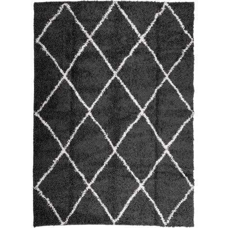 vidaXL Tappeto Shaggy PAMPLONA a Pelo Lungo Nero e Crema 240x340 cm (1/5)