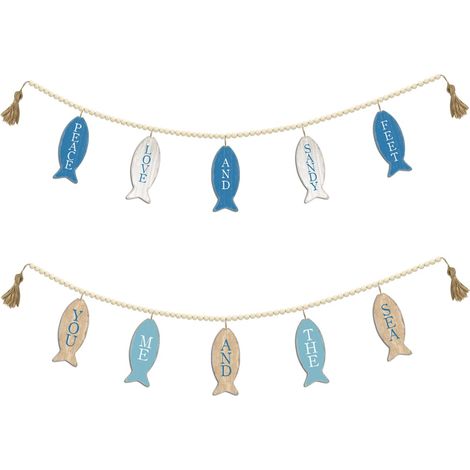 Signes Grimalt Marine Figur Wall Adorno  Wandverzierung Fisch 2 Einheiten Blau Holzplatten 2x130x18cm 26479