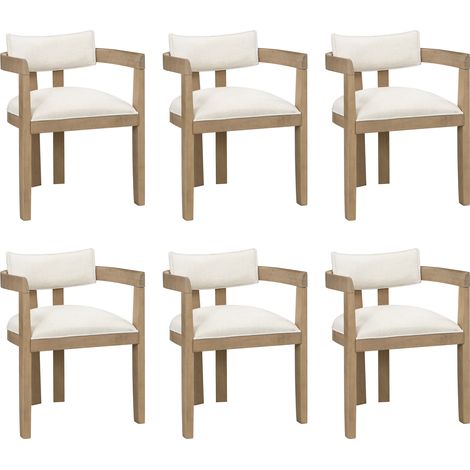 Set di 6 sedie da pranzo 51x49x78,5 cm,sedie da cucina con braccioli, comode, spessore 9,5 cm, ideali per ufficio, sala da pranzo, soggiorno, cucina, camera da letto, colore beige lino
