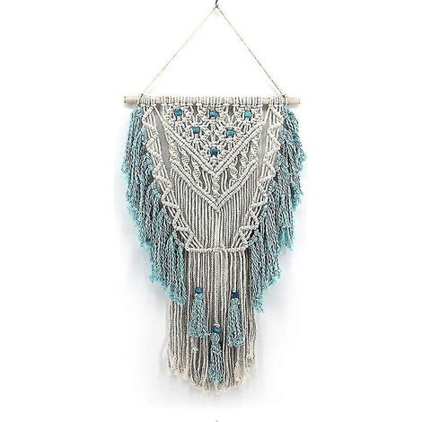 Décoration murale en macramé, tissée à la main dans un style bohème, rideau de porte en macramé idéal pour une chambre. (1/3)