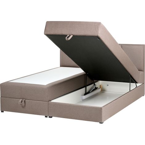 Lit Double avec Rangement en Tissu 160 x 200 cm Continental Taupe Baronet (1/5)