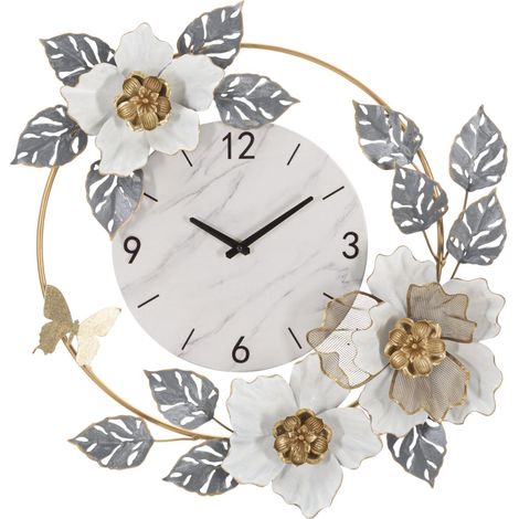Wanduhr mit Blumenmuster, 64 x 8 x 64 cm