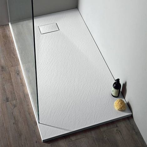 Piatto Doccia 80x120xh2,5 cm Bianco ECO Antiscivolo Rettangolare - Piletta di Scarico Inclusa (1/5)