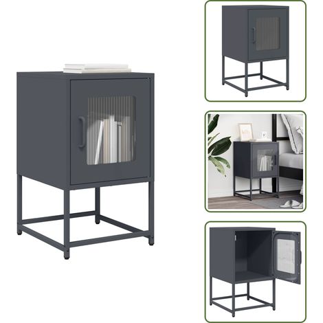 Table de chevet anthracite 36x39x60,5 cm acier laminé à froid - Table De Chevet - Tables De Chevet - Table D'appoint - Table De Nuit (1/5)