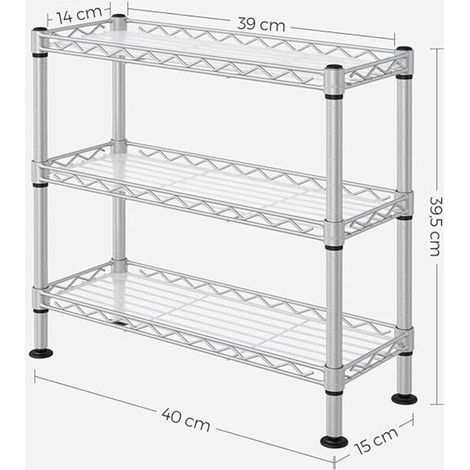Étagère à Épices à 3 Niveaux, Étagère de Cuisine en Métal avec Planches en Plastique, Étagère de Rangement, Étagères Réglables en Hauteur, 40 x 15 x 39,5 cm, Argent Mat (1/4)