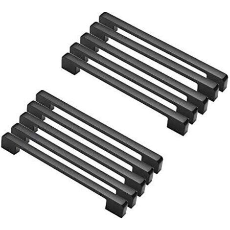 royaluxe-10pcs poignées de porte noir en Métal de zinc Poignées T Bar Baton Cuisine Armoire Entraxe de Trous 192mm