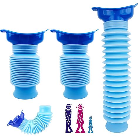 2 Pcs Retractable Urinal 750ml Male Female Portable Urinal Bottle Reusable Urine Bottle Mobile Toilet for Camping, Car, Outdoor, Travel and Queue (1/5)
