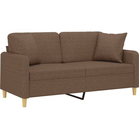 vidaXL Divano a 2 Posti con Cuscini Marrone 140 cm in Tessuto (1/4)