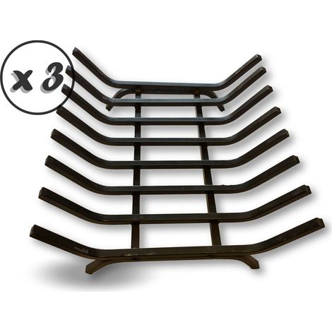 Grille porte bûches éco acier forgé 8 barreaux Stockage bois Support extérieur foyer ouvert - Quantité x 3 - Grille porte- buches Eco (1/5)