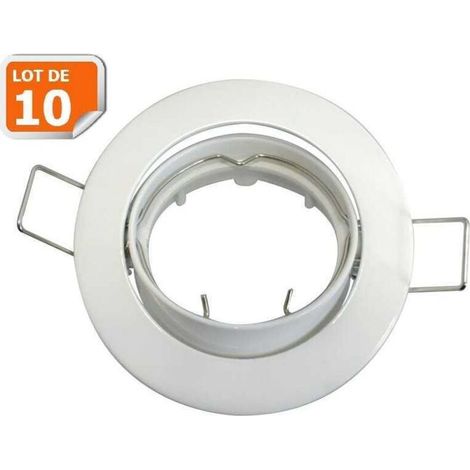 Lot de 10 supports encastrable aluminium orientable blanc Dia 81mm (1/5)