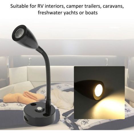 Tbest Liseuse 12V USB, 12V USB, 12V USB,Lampe De Lecture RV,Cou Flexible RV Lampe De Lecture De Chevet 3 Couleurs Lumière 12‑24V 3 (1/5)
