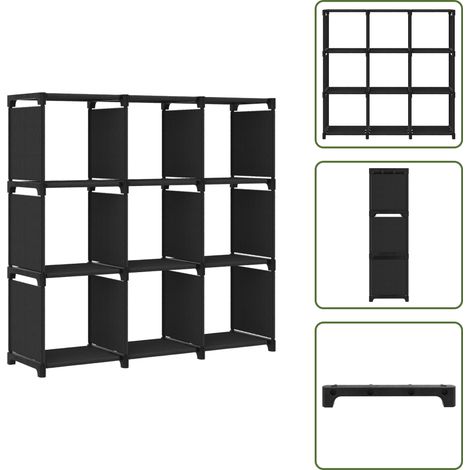 Étagère d'affichage 9 cubes Noir 103x30x107,5 cm Tissu - Étagère Bibliothèque - Meuble Rangement - Étagère Design - Étagère Ouverte - Présentoir Décoratif (1/5)