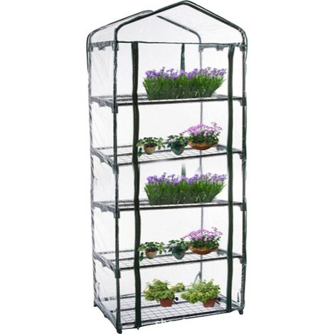 Kleines begehbares Gewächshaus mit PVC-Kunststoffabdeckung, tragbares Gewächshaus für den Außenbereich, verwendet für Setzlings- und Blumenwachstum, 3 Schichten, ohne Ständer (69 x 49 x 187 cm) (1/5)