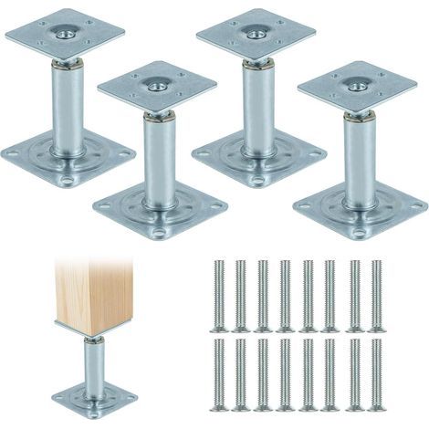Support Poteau Bois Réglables 100-130 mm, 4 Pièces Supports de Poteau en Acier Galvanisé épaissie, Pied de Support pour Clôtures, Abris, Terrasses, Carports, Pergolas, Tonnelles de Jardin (1/5)