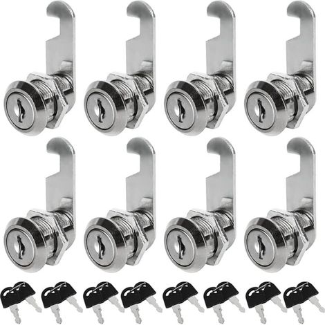 Set of 8 Universal Mailbox Locks, 30mm Metal Cabinet Lock, Zinc Alloy Mailbox Cylinder with 16 Keys for Drawers, Cabinets, Cupboards, Mailboxes (1/5)