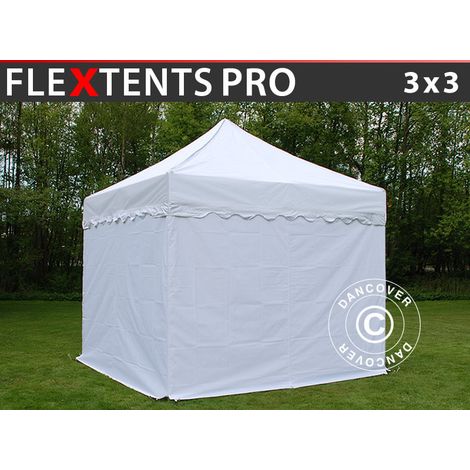 Pop up gazebo FleXtents PRO "Wave" 3x3 m White, incl. 4 sidewalls